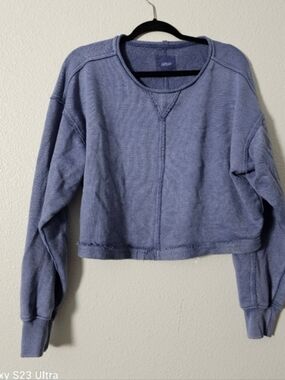 Aerie Cropped Crewneck Sweatshirt in Dusty Blue Sz S